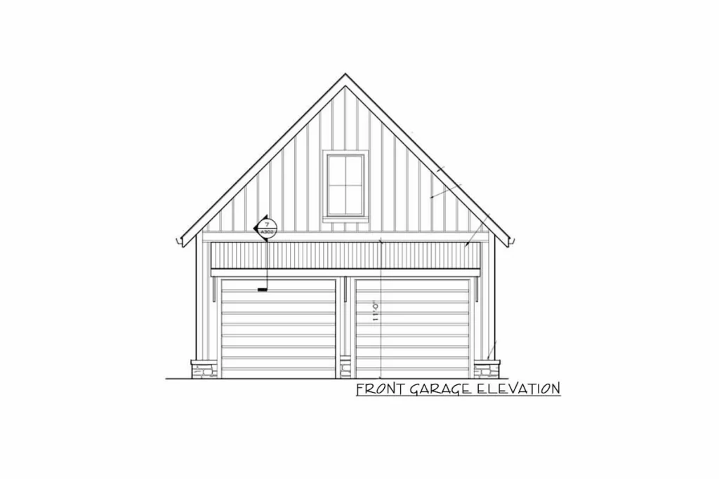 Front elevation sketch of the detached 2-garage.