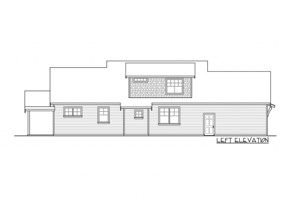 Left elevation sketch of the Perfect Country House for Narrow Plots.