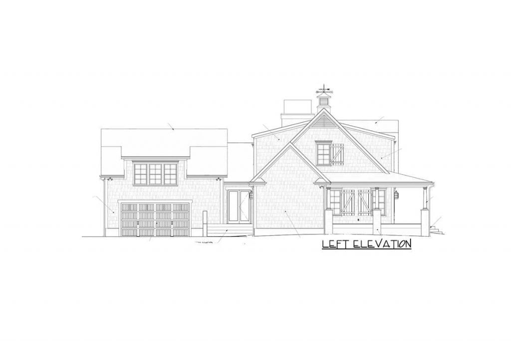 Left elevation sketch of the Dazzling 3BHK Country House.