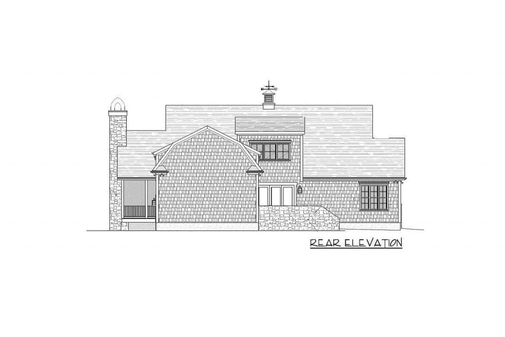 Rear elevation sketch of the Dazzling 3BHK Country House.