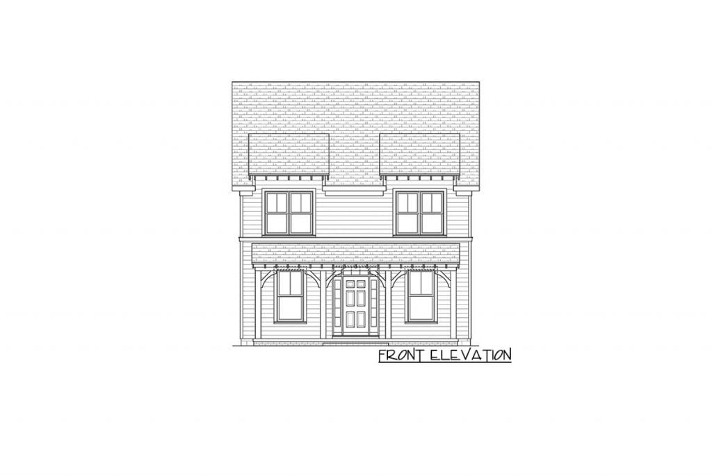 Front elevation sketch of the 2,345 Sq. Ft. Superior Country Style Craftsman House.