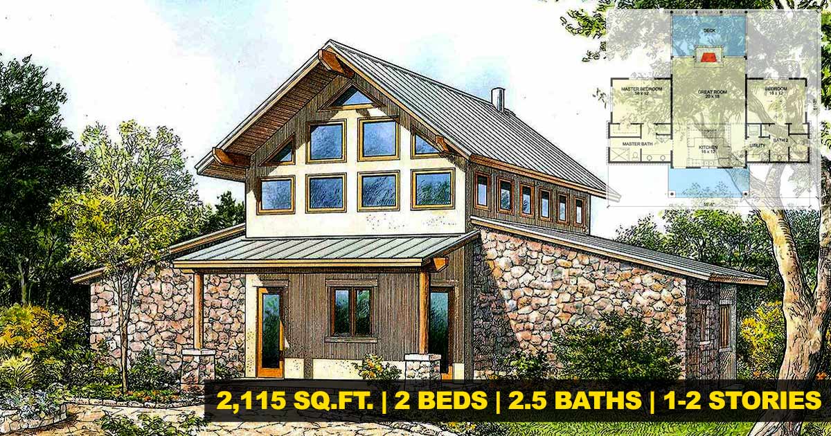 A striking image of a two-story grey barndominium set against a picturesque countryside backdrop. The rectangular structure boasts grey metal siding, a dark metal roof, and large windows with white frames on both floors. The front of the barndominium features a spacious porch with wooden railings and pillars, providing an inviting outdoor space to enjoy the serene surroundings. The landscape around the grey barndominium includes lush green grass, tall trees, and a clear blue sky with fluffy white clouds. The modern yet rustic design of the barndominium perfectly blends with the natural environment, making it an ideal place to retreat and relax.