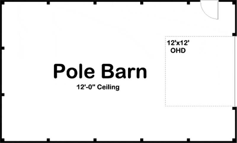Main Level Floor Plan of the Rural Style Pole Barn Garage.