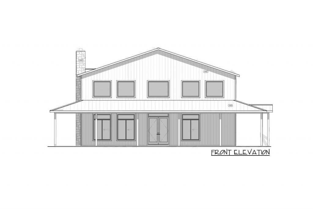 Front elevation sketch of the Elegant Mountain Barndo.
