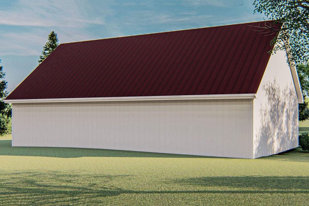 The rearview of the Simple Country Style Detached 3-Car Garage.