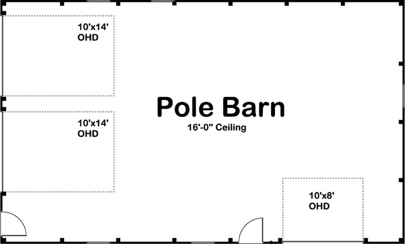 Main Level Floor Plan of the Sweet Basic Pole Barn Garage.