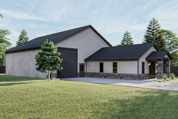 Left-right view of the Pleasant 2-Carport RV Garage with Home Office showcasing the clear pathway.