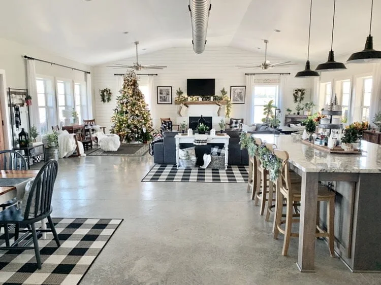 The interior of Cathy and Todd's Charming White Barndominium