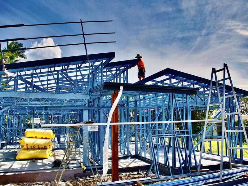 A steel frame construction
