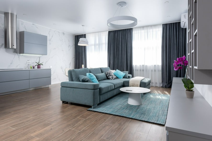 An image of laminate flooring in a living room