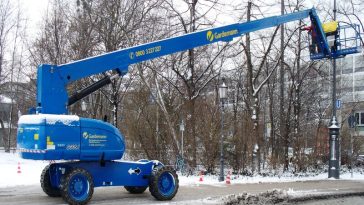 a picture of a boom lift wherein we're discussing it's boom lift price
