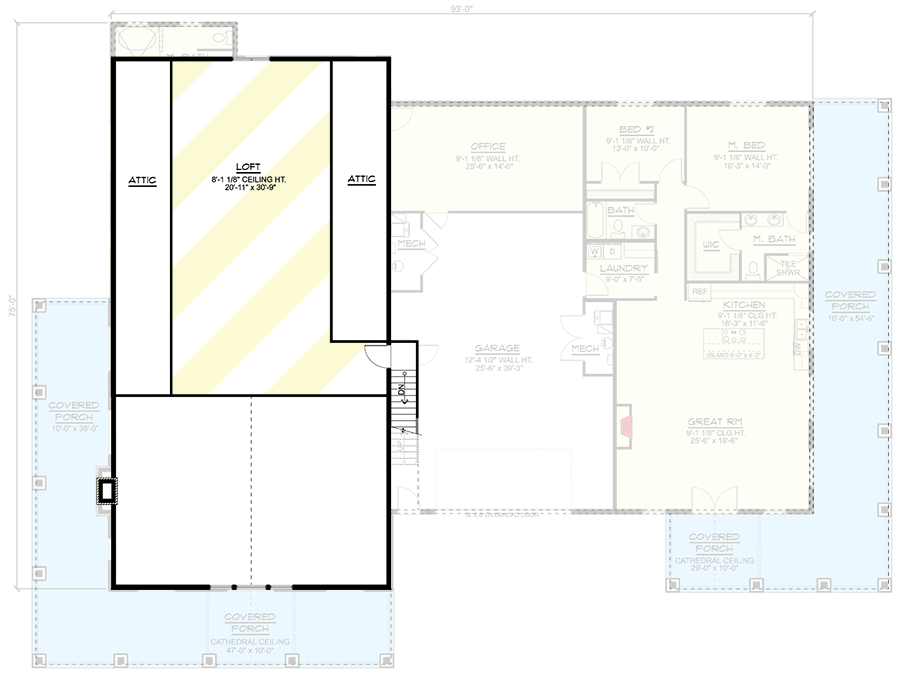 2nd level floor plan of the Farmhouse-like Barndominium w/ Extended Guest Apartment