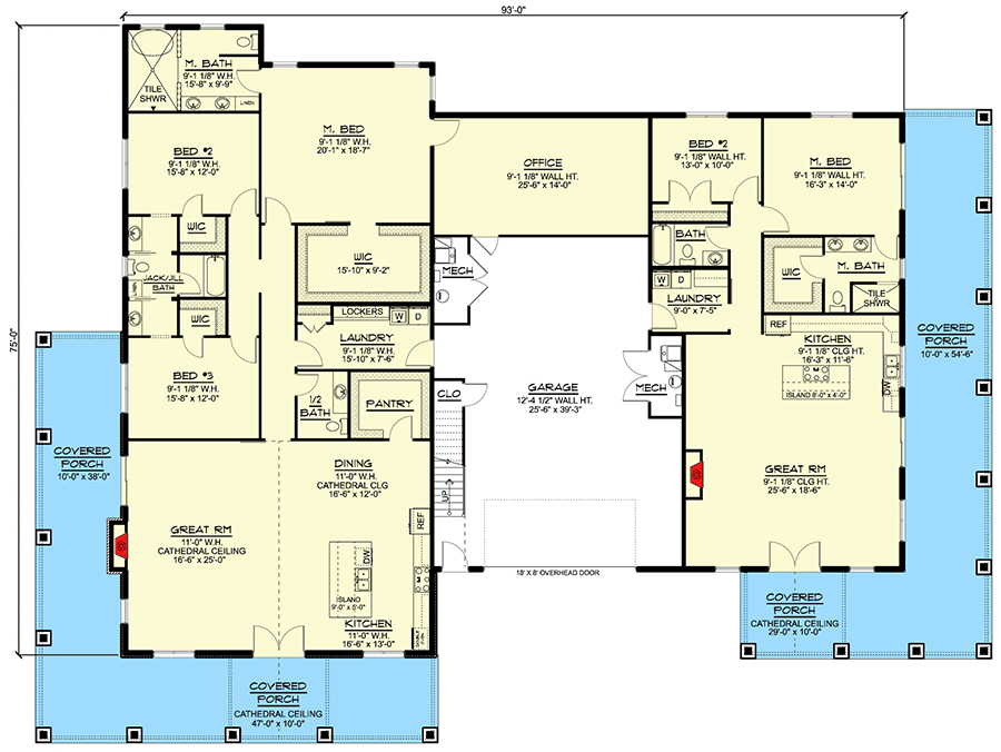Main floor plan of the Farmhouse-like Barndominium w/ Extended Guest Apartment