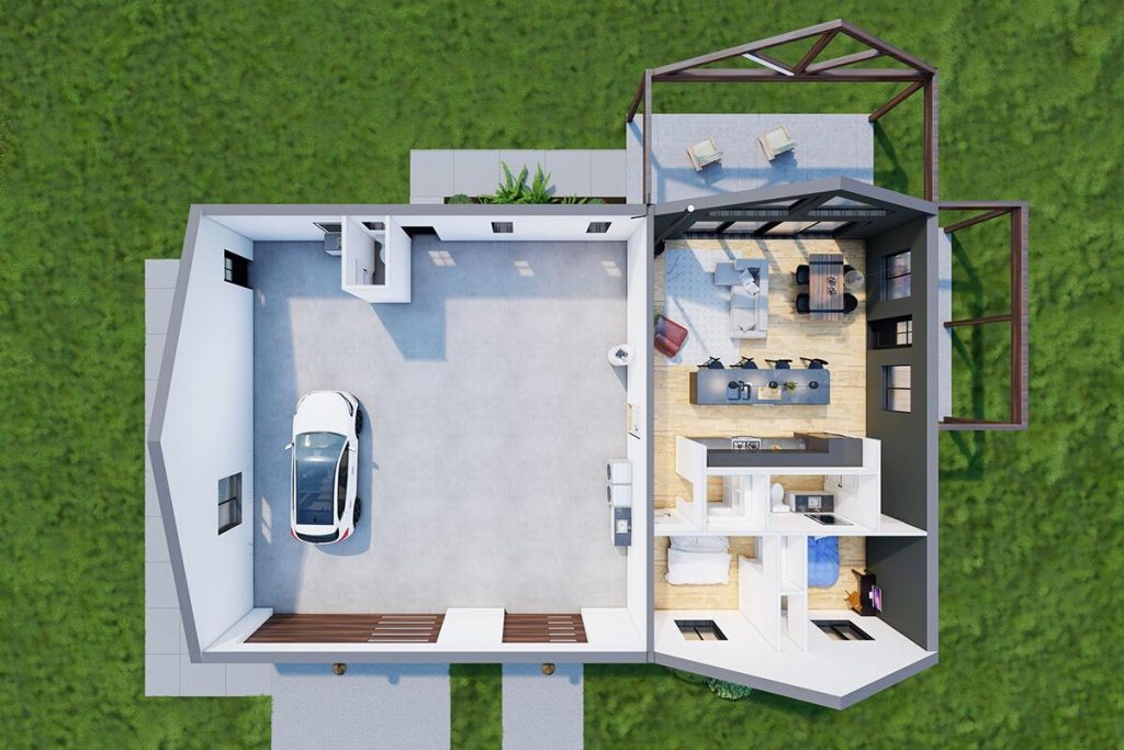 3D Floor Plan of Rustic Mountain Shouse