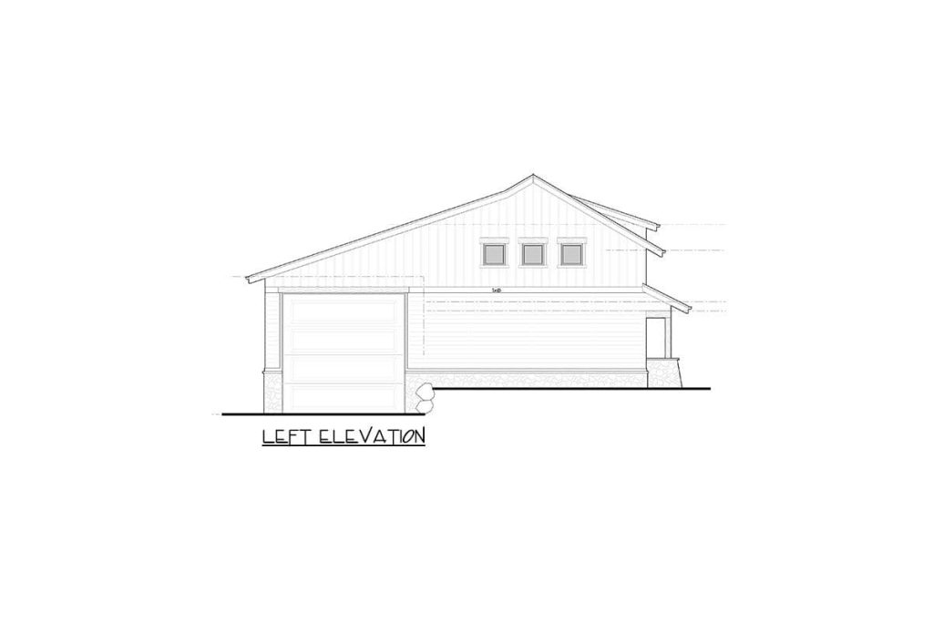 Left Elevation of 2nd Floor Plan of Timber Cabin-style Shouse