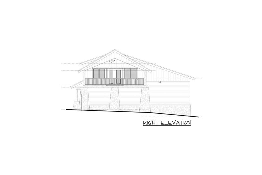 Right Elevation of Timber Cabin-style Shouse
