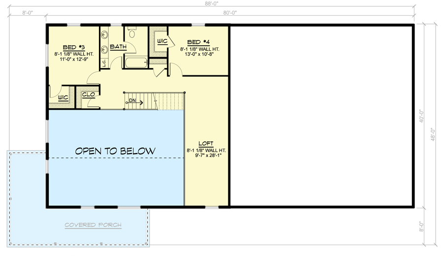 2nd floor plan of the Efficient 2,511 Sq. Ft. Barndominium