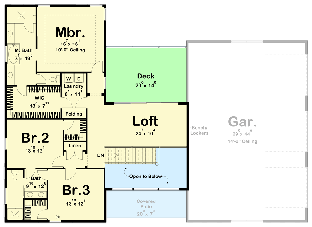 2nd floor plan of the Exquisite Contemporary Barndominium