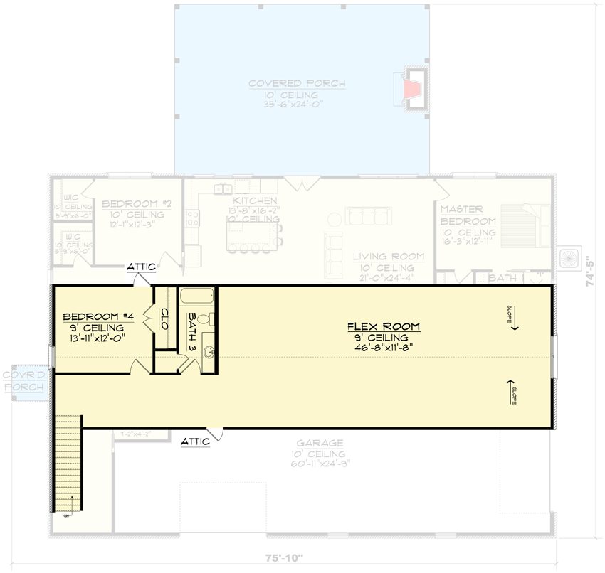 2nd level floor plan of the Stylish 4BHK Country Barndominium