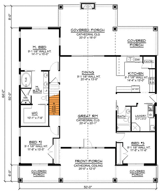 2nd floor plan of the Pleasing 3-Bed Craftsman Barndominium