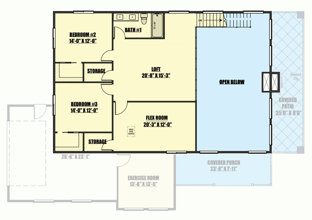 2nd floor plan of the Enchanting Loft Barndominium