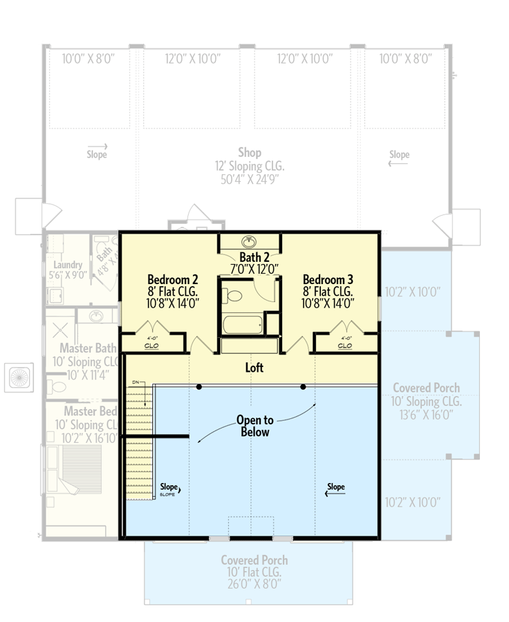 2nd level floor plan Bright 2-story Barndominium w/ Attached Garage/Shop