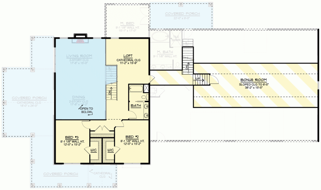 2nd level floor plan of the Exquisite Timber Barndominium