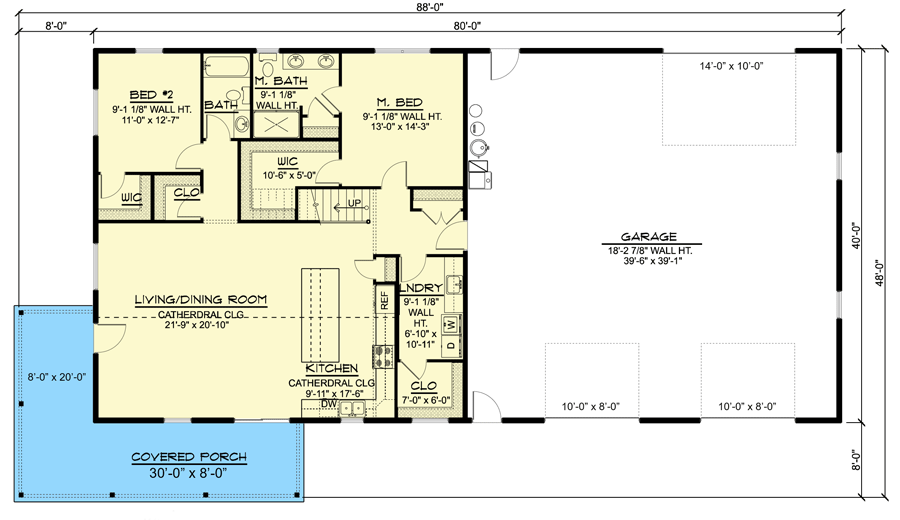 Main floor plan of the Efficient 2,511 Sq. Ft. Barndominium