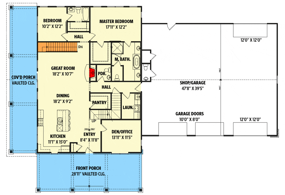 Main floor plan of Captivating Country Barndominium