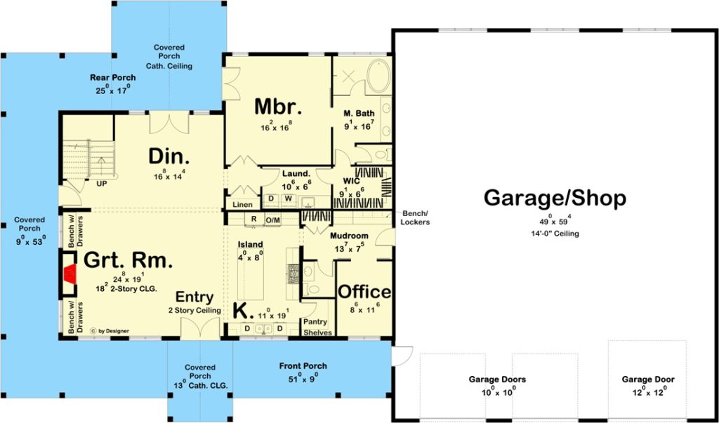 The main floor plan of Exquisite 4-bed Barndominium