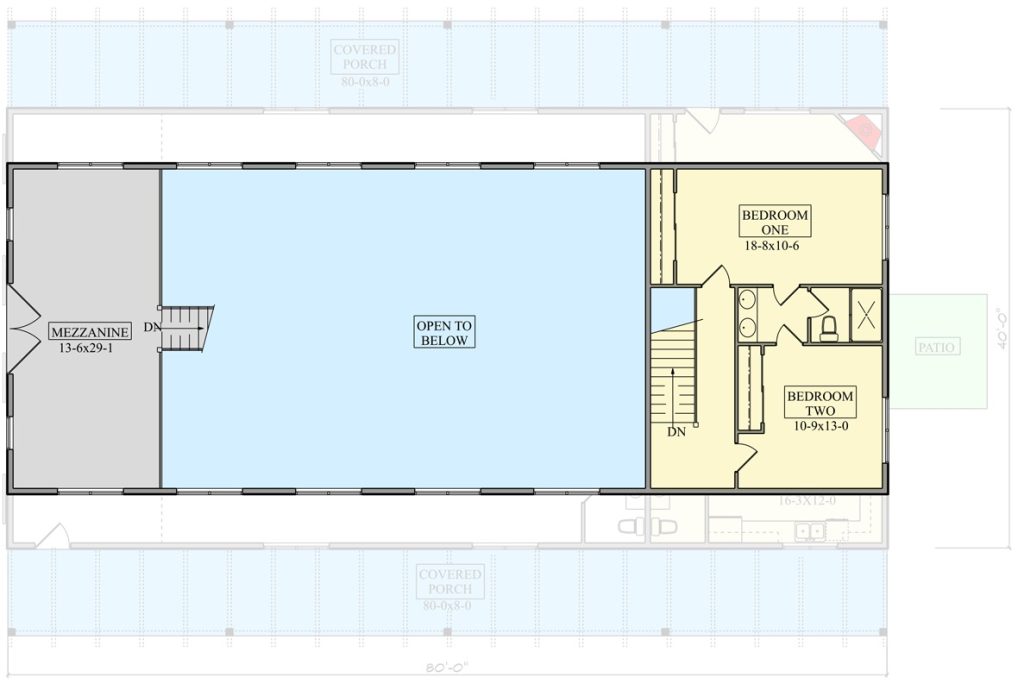 2nd floor plan of a Pleasing RCA-style Barndominium