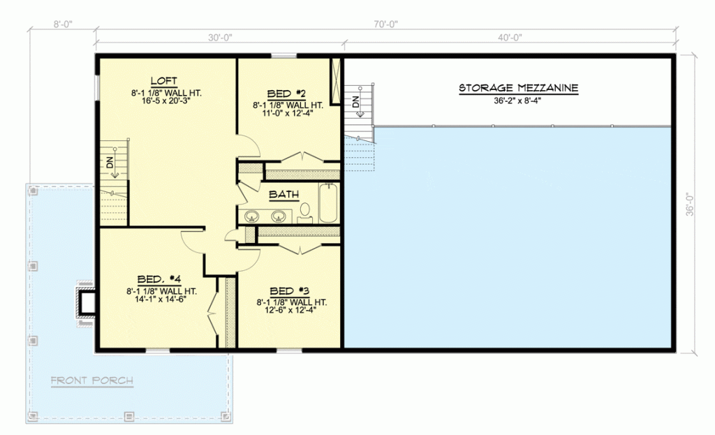 2nd-floor plan of the Homely 2152 Sq. Ft. Barndominium
