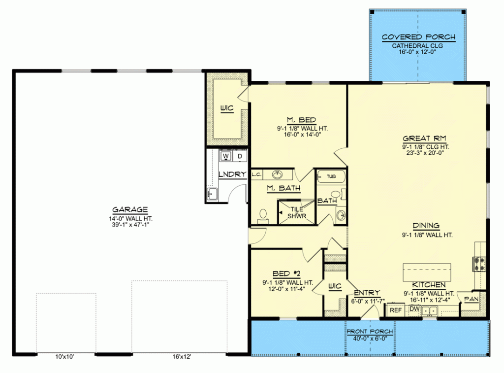 Main floor plan of the Typical Single-story Barndominium