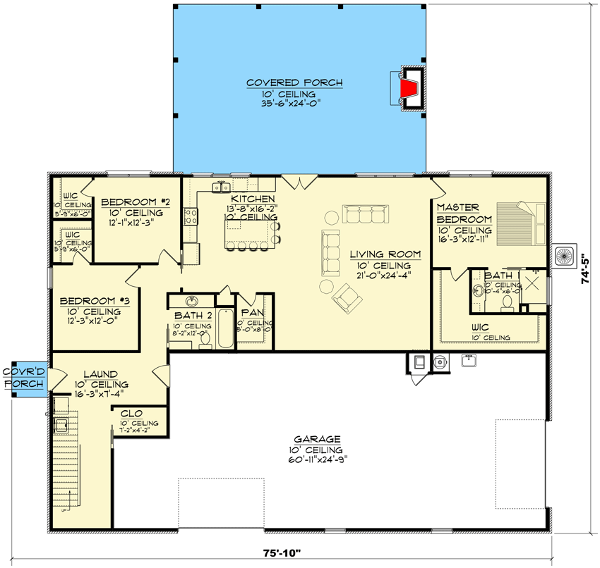 Main floor plan of the Stylish 4BHK Country Barndominium