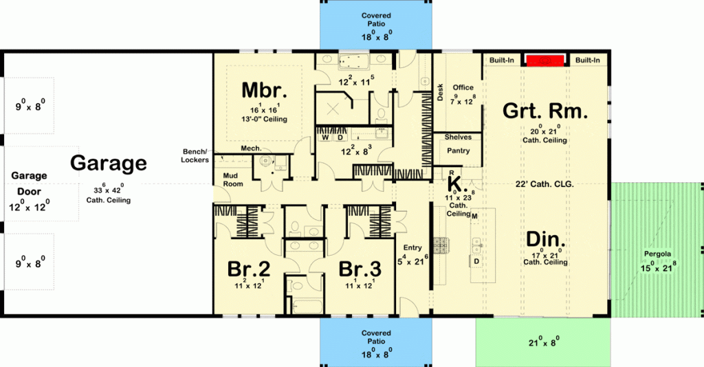 Main floor plan of the Impressive Contemporary Barndominium
