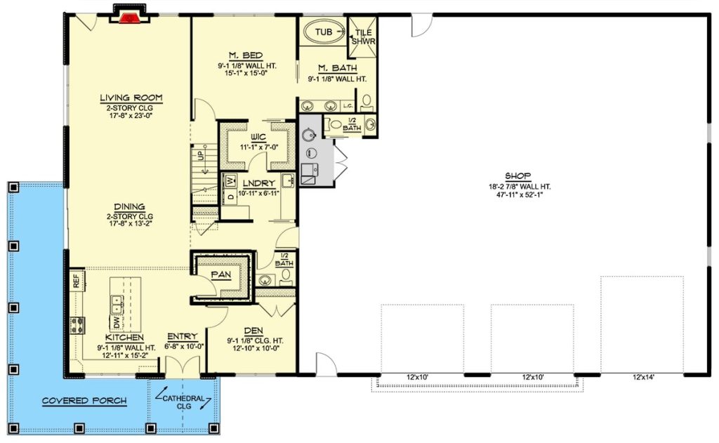 Main floor plan of the Sweet 3,026 Sq. Ft. Barndominium