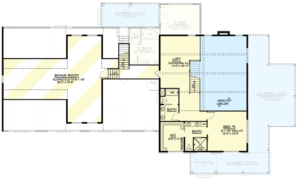 Second level floor plan of the Dreamy Hill Barndominium