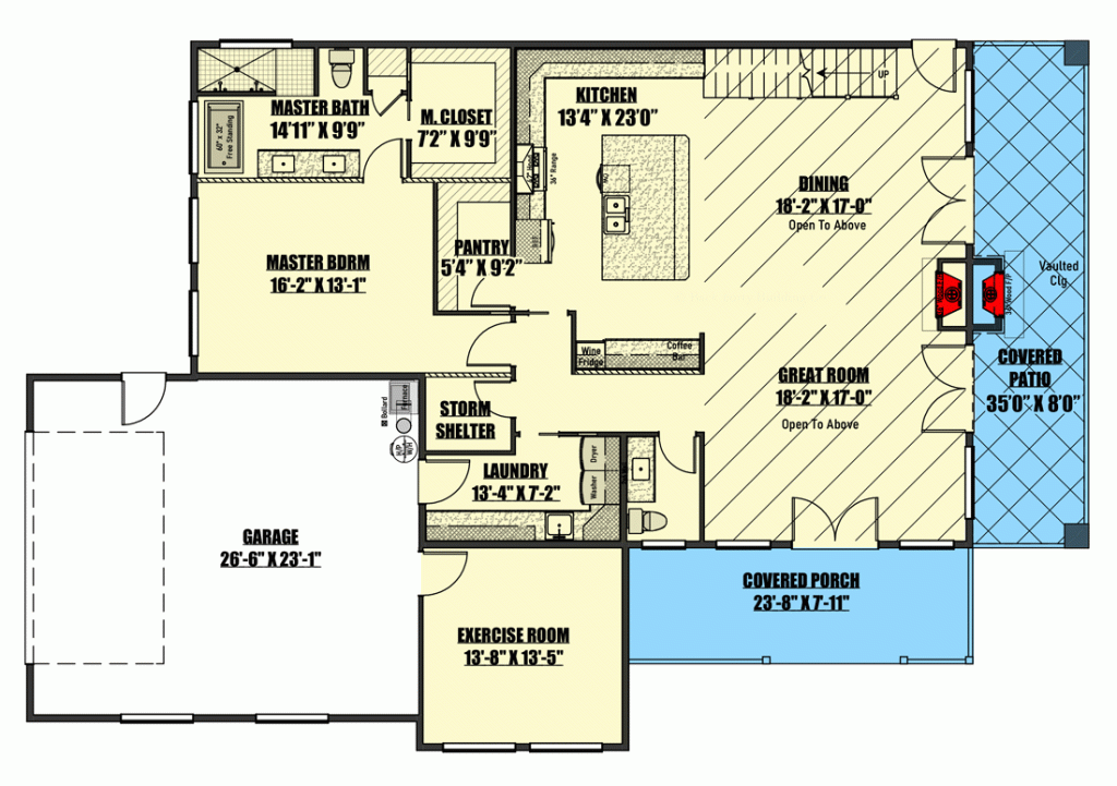 Main floor plan of the Enchanting Loft Barndominium