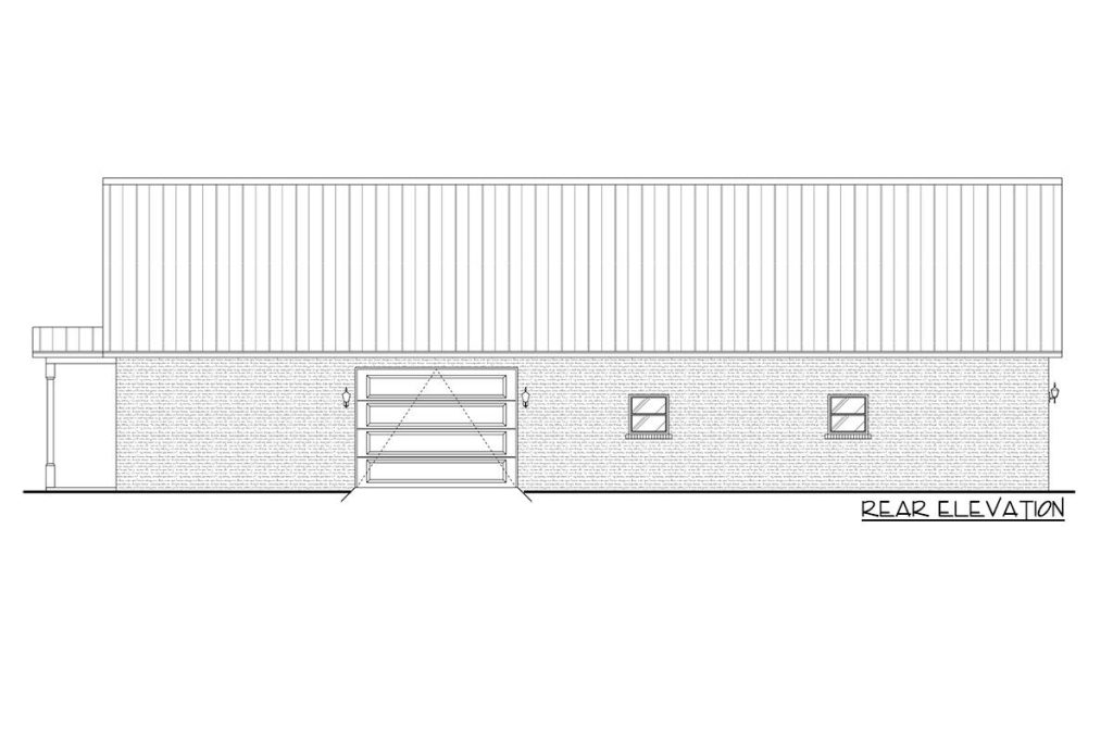 Rear elevation sketch of the Stylish 4BHK Country Barndominium