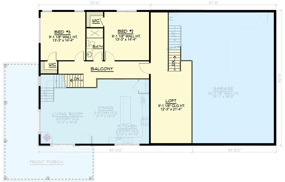 The 2nd floor plan of this inviting barndominium with spacious locker room.