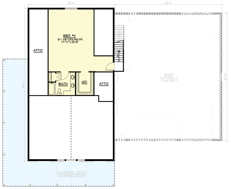 2nd level floor plan of the barndominium.