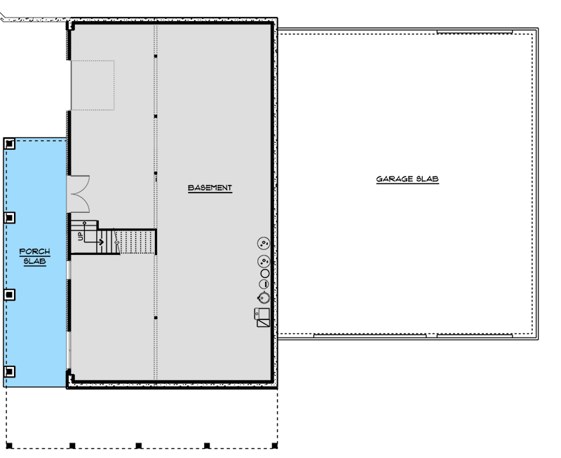 Lower-level floor plan of the barndominium.