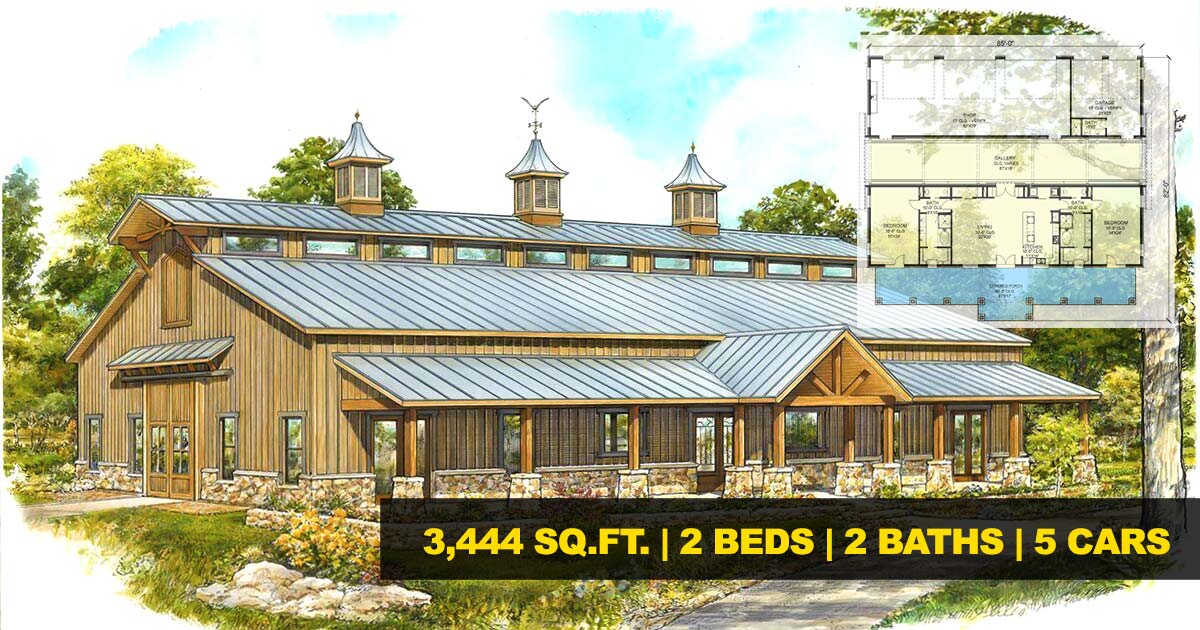 A Stunning RCA-Style Barndominium w/ Classic Gallery & Rear Access Shop/Garage