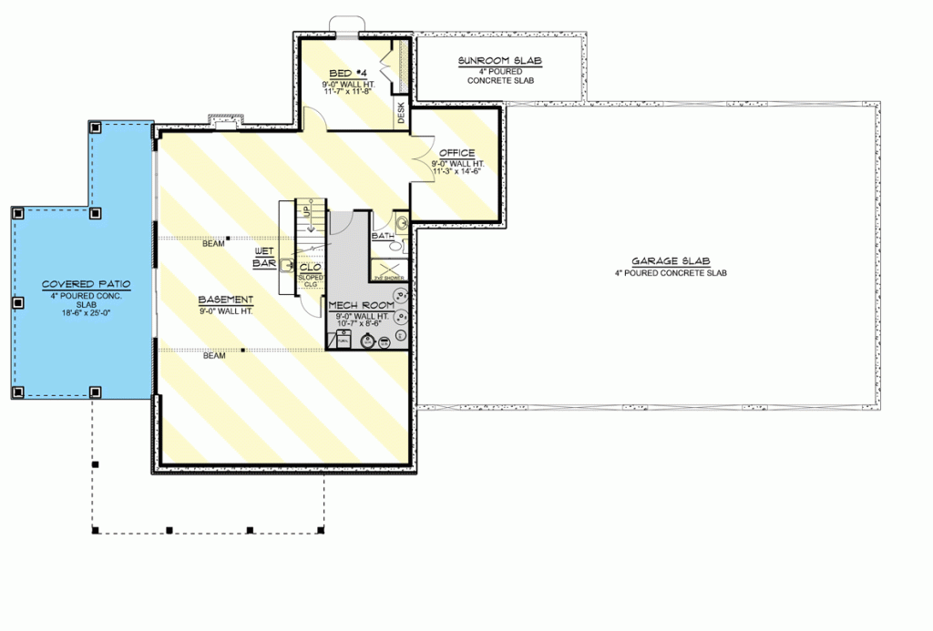Basement floor plan of the barndominium.