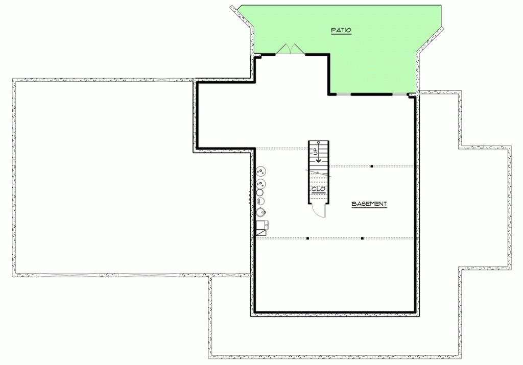 Basement floor plan of the barndominium.