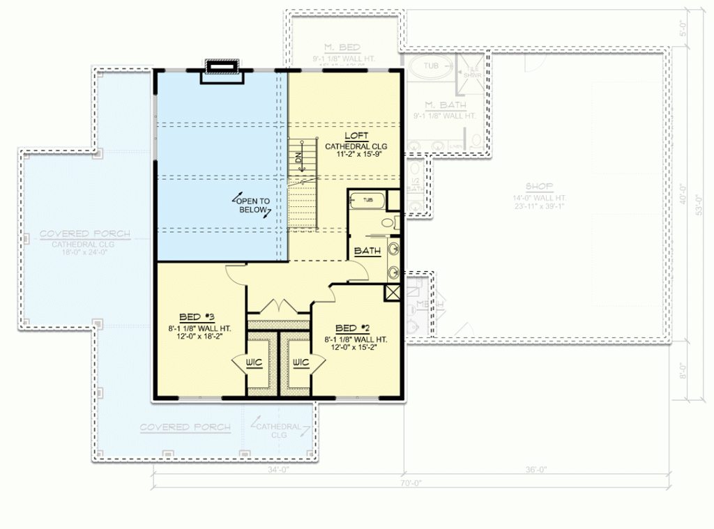 2nd level floor plan of this appealing barndominium.