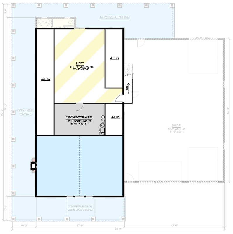 2nd level floor plan of this barndominium