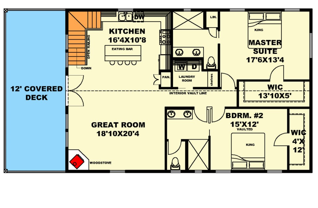 2nd level floor plan of this barndominium.