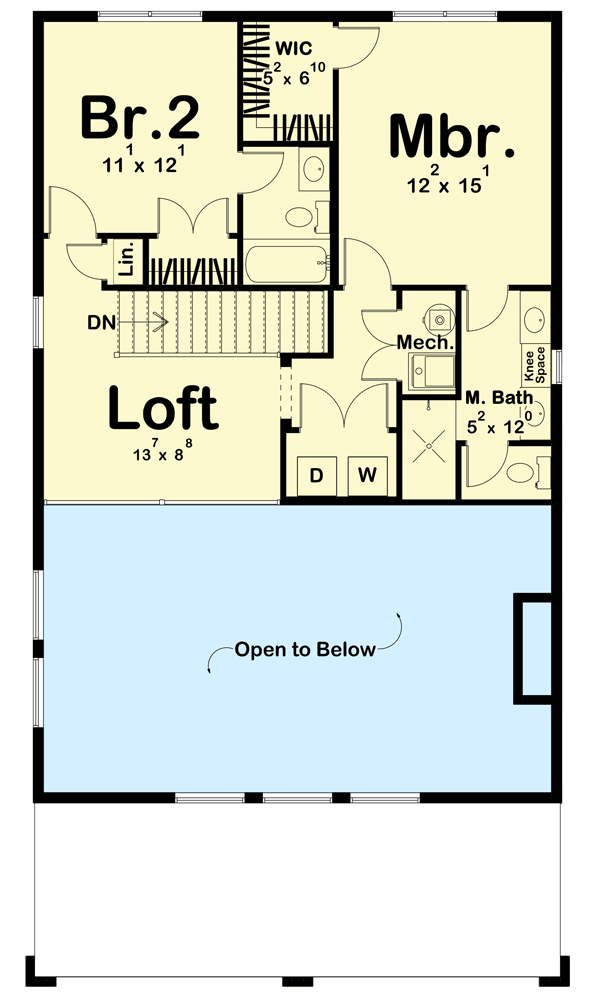 2nd level floor plan of this loft barndominium