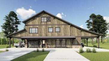 Captivating 3-Level timber barndominium with 2 master bedrooms